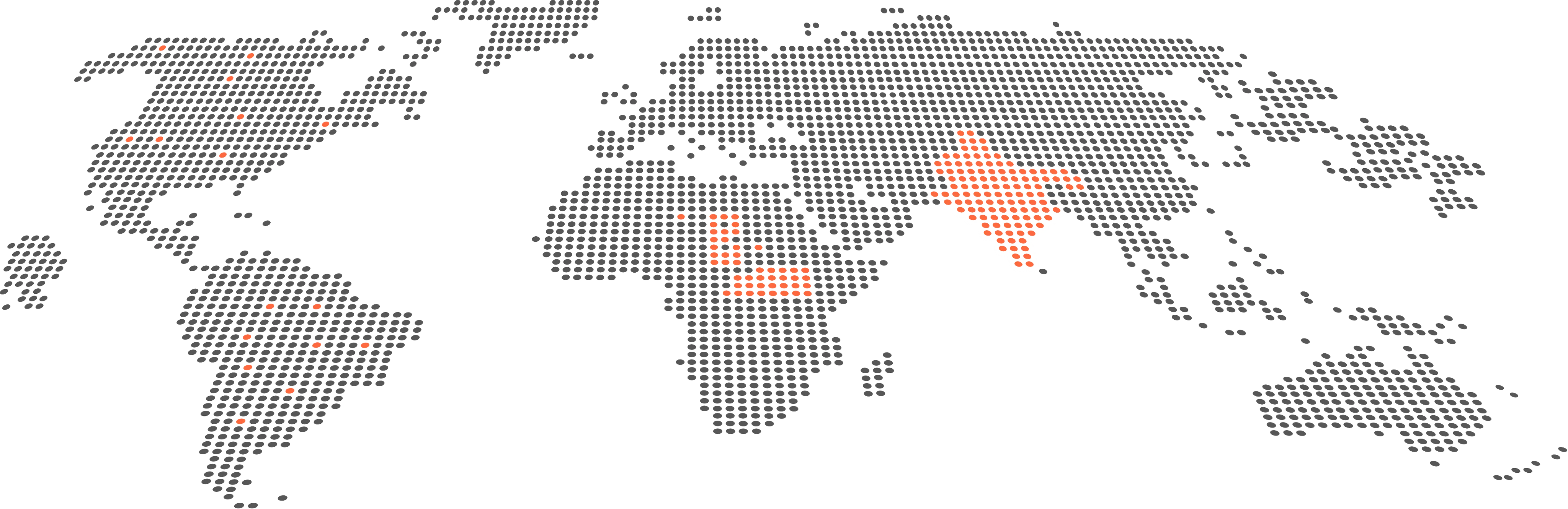 Dotted world map highlighting Prakash Woollen's distribution clusters